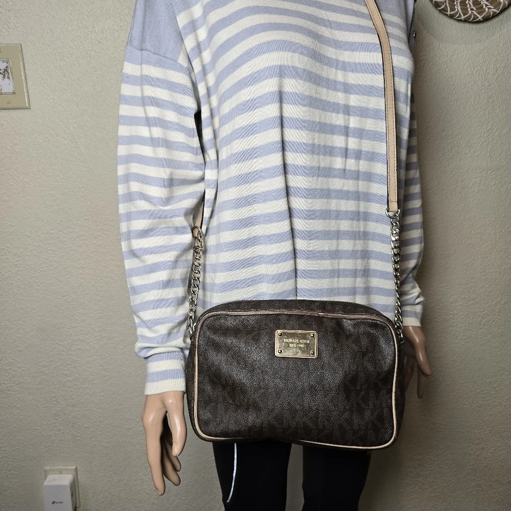 Michael Kors Dark Brown Monogram Crossbody Bag